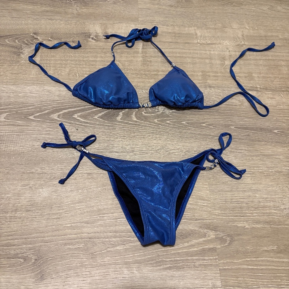 Playboy metallic blue scrunch butt bikini